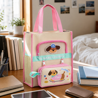 Cute Cartoon Student Tote Bag for Tutoring and Document Storage