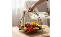 Bamboo Tray with Stand Traditional Woven Snack Platter Handmade for Tea Time, Tabletop
