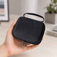 Electronics Protective Case, 16x12x5cm, Robust EVA Hard Shell, Waterproof Bag with Handle for Gadgets, Deep Black