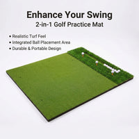 Golf Mat for Home Simulator, Indoor Outdoor Practice, 10mm EVA Artificial Turf Hitting Mat, Multi-color with Ball Holder
