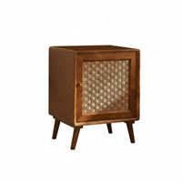 Modern Minimalist and design Rattan Drawer Nightstand Space-Saving Bedside Table sturdy Wood Feet Household Furniture Easy Assembly for Apartment Dwellers, residents, Interior Design fans, Bedroom, Small areas, Office