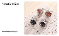 Crystal Cufflinks Set Polished Alloy Sparkling Crystal Ring for Business