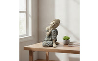 Zen Sleeping Buddha Figurine Garden Seated Buddha Ornament Relief Sculpture Carved for Tea Room