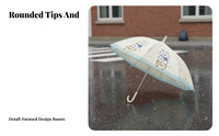 Children's Cartoon Umbrella Clear View Frosted Transparent Umbrella Comfortable Grip Rain Gear for Girls, Students, School