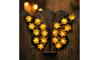 Sun-Powered Wall Light with LED Flowers Cordless Steel Winged Motif Outdoor Light Decorative Lighting for Yard, Fence, Patio