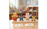 Educational Bear Dress-up Puzzle Fine Motor Wooden Bear Puzzle Hands-on Sorting and Matching Toy Creative for Toddlers, Preschoolers, Kids, Playroom, Classroom