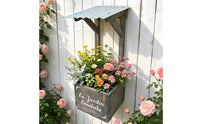 exposedTop Wooden Wall Planter Decorative Text Corrugated Roof Planter Garden Planting Box
