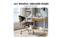 Ergonomic Design Wheeled Swivel Seat Adjustable Height Bentwood Task Chair with Armrests Curved Backrest Office Furniture effortlessRolling Wheels for Students, Home Users, Telecommuting Workers, Bedroom, Study Room