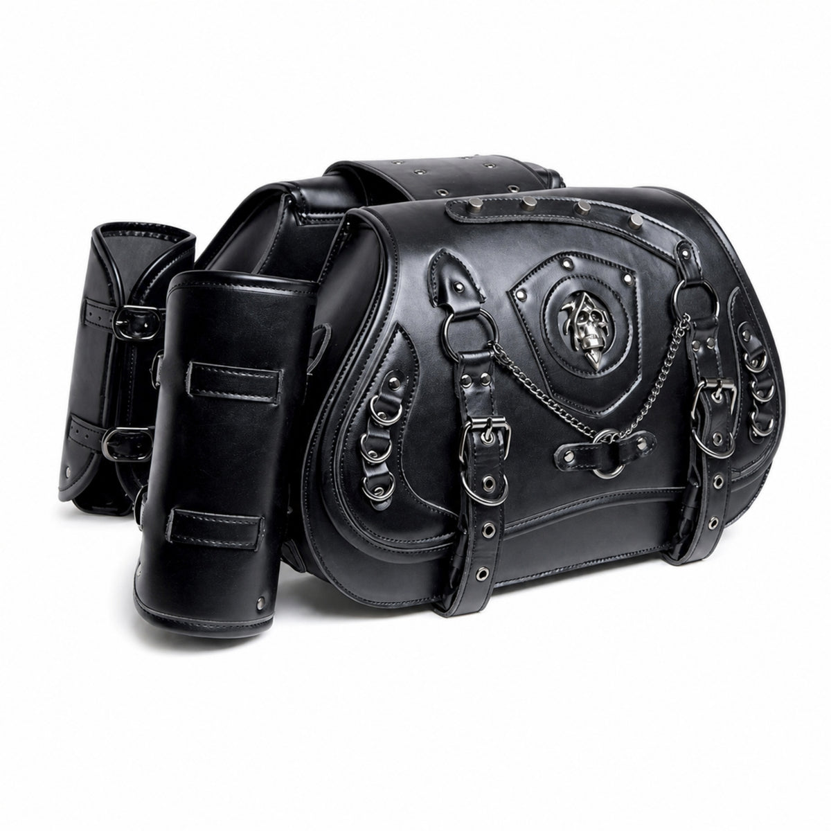Motorcycle Saddlebags Leather-Textured Motorcycle Side Bags Strap-and-Buckle Luggage for Motorcyclists
