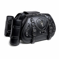 Motorcycle Saddlebags Leather-Textured Motorcycle Side Bags Strap-and-Buckle Luggage for Motorcyclists