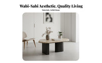 Sculptural Low Table Wabi-Sabi Aesthetic Bean-Shaped Coffee Table Natural Aesthetic Irregular Shape for Apartment Dwellers