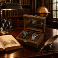 Wooden Watch Box Metal Clasp Glass Lid Watch Box Wood Grain