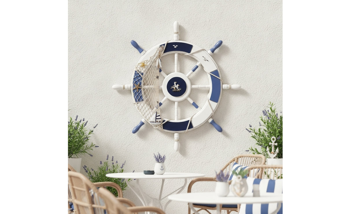 Ship Wheel with Rope Nautical Ship Wheel Handcrafted Decor for Living Room