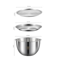 Flared Edge Kitchen Bowl Set Wide Rim Stainless Steel Bowl Silver Finish Shallow Plate Slim Design for Washing, Draining