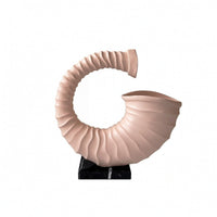 Horn Sculpture Sculptural Sculpture with Marble Base Figurine with Marble Base Ribbed Tabletop Decor Spiral for Homeowners