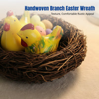 Easter Bird Basket Decor, Chick & Oval Wreath, Rattan Circle Hanging, Holiday Home Decoration