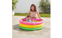 Colorful Rainbow Inflatable Pool Multicolor Round Inflatable Pool Summer Fun Rainbow Play Hub Sturdy for Backyard