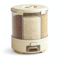 Messspill-Proof Food Storage Container with Compartments Segmented Dry Food Dispenser Transparent Grain Dispenser Clear for Kitchen, Pantry