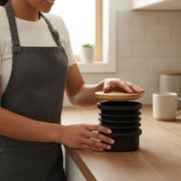 Silicone Coffee Bean Container Wooden Lid Cleaning Bellows Easy To Use Coffee Bellows for Baristas, Home Kitchen, Cafe
