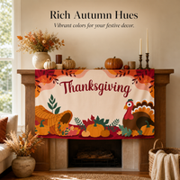 Thanksgiving Autumn Leaves Large Backdrop Flag for Living Room Decor