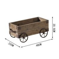 Wooden Wagon Planter Sturdy Flower Cart with Wheels Long-Lasting for Patio