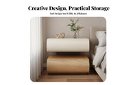Stacked Curved-front End Table Modern Nightstand Bedside Cabinet Spacious Drawer Faux Leather Construction Suitable for Homeowners Adults Home Decor Apartment Hallway