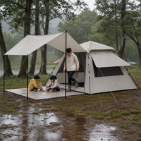 Jiangyu Outdoor Camping Tent with Tarp, Portable Folding 2-in-1 Shelter for Overnight Camping