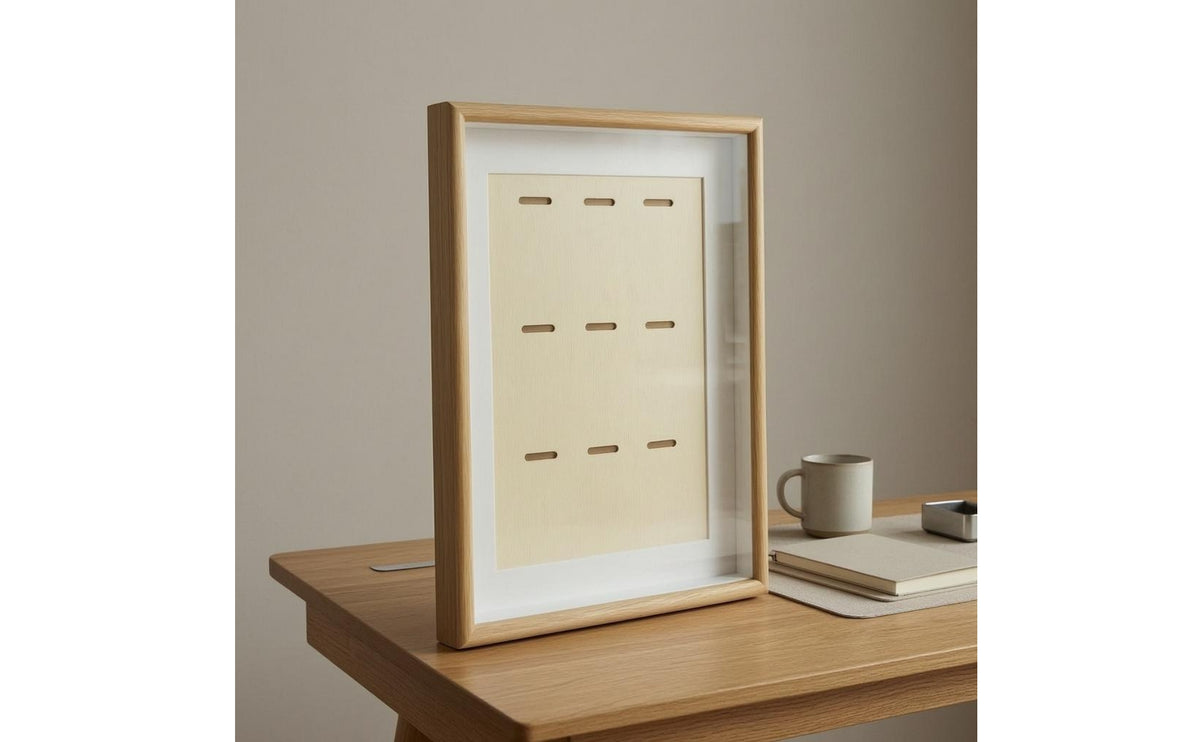 Wooden Medal Frame Clear Front Panel 9 Medal Display Frame Dust Protection