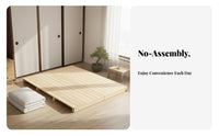 Foldable Mattress Support Folding Design foldable Slatted Bed Base Japanese design Bedroom Furniture for Apartment Dwellers, Minimalists, woven mat Room