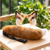 animal Ears Headband and Tail Set Soft Pile animal Ears and Tail Set Soft Accessory for Cosplayers, Adults, Anime Conventions