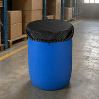 Round Barrel Cover Black Round Drum Lid Protector Drawstring Closure Outdoor Storage