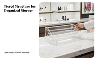 Clear Acrylic Display Rack High Clearness Multi-Tier Nail Polish Organizer Tiered Nail Polish Stand Space Saving for Vanity