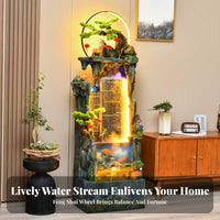 Wealth Attracting Design Rockery Water Fountain Humidifier Function Floor Standing Waterfall Fountain New Chinese Design Rockery Landscape Ornament Quiet Pump for Tea Ceremony Enthusiasts, Business Owners, Living Room, Office, Entrance Hall, Restaurant