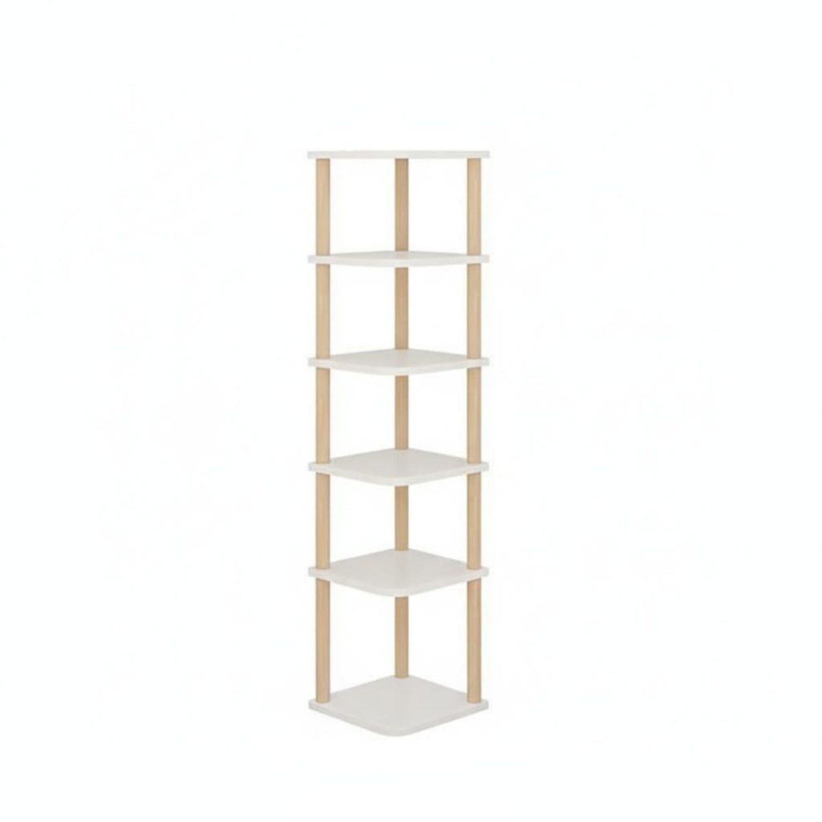 Space-Saving Multi-Tier Corner Shelf Easy Assembly 5-Tier Corner Shelf Simple Design Storage Rack Exposed Shelving for Apartment Dwellers, Homeowners, Students