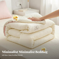 Breathable Soybean Fiber Quilt Skin-Friendly Thickened Winter Quilt Machine Washable All Season Comforter Fluffy for Single Sleepers, College Students, Children, Air-Conditioned Room, Bedroom, Home