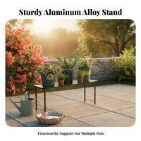 Floor-Standing 3-Tier Rolling Flower Rack Mobile Design 3-Tier Rolling Plant Stand Weather-Resistant Tiered Shelf Space-Saving for Gardeners, Apartment Dwellers, Home Decorators, Balcony, Patio, Outdoor, Living Room
