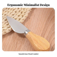 4 Pieces Cheese Set Stainless with Wooden Handle Cheese Cutlery Easy to Clean Meat and Cheese Board Utensil Set for Adults, Parties