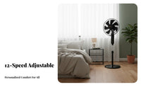 Strong Wind Pedestal Fan Powerful Airflow Distant Control Floor Fan Quiet Operation Cooling Appliance Auto-Deactivate Timer for Bedroom, Living Room, Office