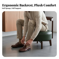 360° Mobility Round rotating Stool with supportrest Sturdy Construction Upholstered Round Stool Low height Design Small Seating Multi-Purpose for Adults, Children, Women, Living Room, Bedroom, Entryway, Office