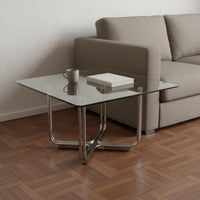 Modernist Design Low Table Construction Glass Surface Table Polished Finish for Reception Area