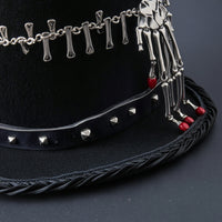 Top Hat with Skeleton Hand Steampunk Felt Top Hat Black Cosplay for Cosplayers, Themed Parties