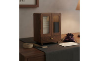 Velvet Lining Walnut Jewelry Box Built-in Mirror Multi-Layer Jewelry Box Closure