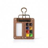 Watercolor Palette with Binder Clip Small Watercolor Palette with Clip Wooden Paint Box for Journalers
