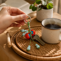 Jingdezhen Ceramic Gourd Keychain Ethnic Style Woven Bag Charm