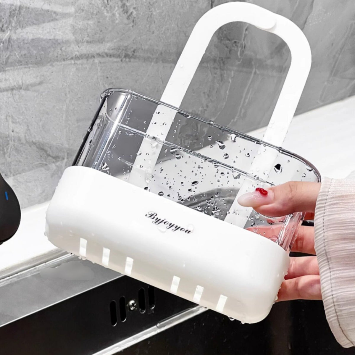 Kitchen Faucet Holder Drainage Design Faucet Hanging Basket Space-Saving Hanging Sink Holder for Washroom