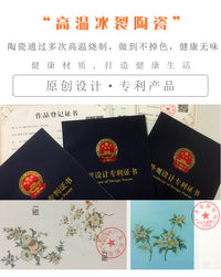 2025新款美式陶瓷牙刷架放电动牙刷置物架 卫生间牙膏梳子收纳筒 八角牙刷架，深蓝鸡蛋花