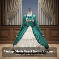Gothic Lolita Dress Vintage Design D Lolita Design Gown Bow Accent Medieval Princess Gown for History Enthusiasts, Masquerade Balls