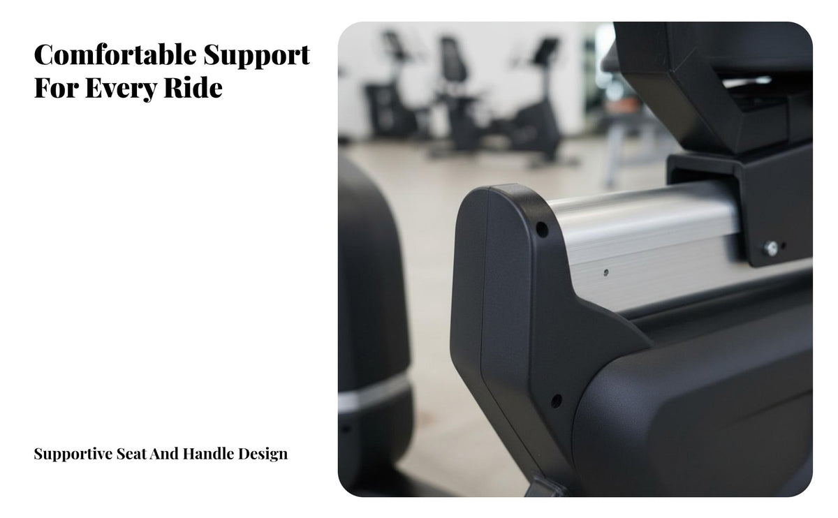 Adjustable Seat with Backrest Stationary Bike LCD Display Resistance Bike Low-Effect Workout Cardio Training Machine Heart Rate Monitor for Beginners, Gym, Home