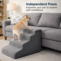 Dog Steps for Bed and Sofa with Removable Washable Cover, Ladder for Small and Cats, Soft Textile Pet Stairs for Easy Climbing