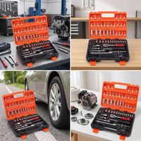 53 Pieces Socket Wrench Tool Kit Automotive Socket Set with Ratchets Mechanical Mechanics Tool Set for Home Mechanics, Garage, Roadside